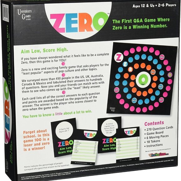Zero Game Q&A Game By University Games NEW SEALED - Picture 2 of 13